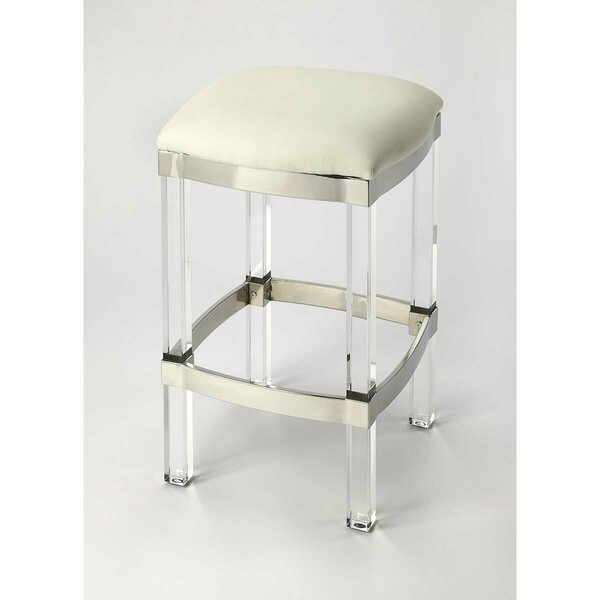 Homeroots Acrylic & Leather Counter Stool White 389126